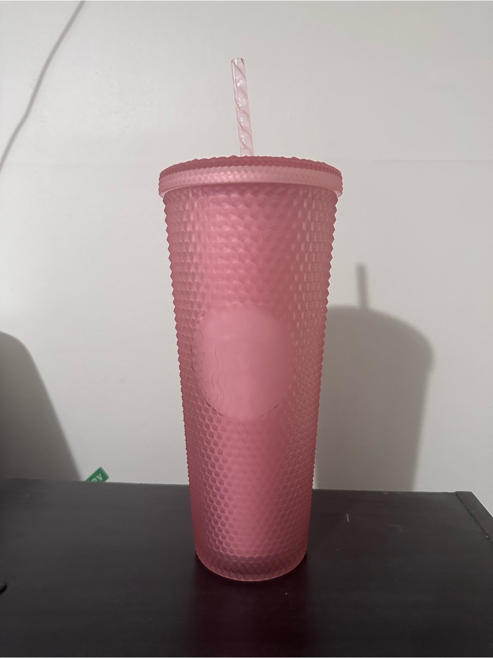 Textured Pink Reusable Starbucks Tumbler with Straw